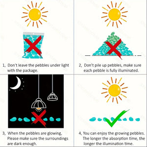 Planet Gates Blue 100pcs/bag Luminous Fluorescent Stones, Glow In The Dark Stones, DIY Outdoor Decoration For Aquarium, Yard, Bonsai, Pathway, Fish Tank And Flower Pot, Party And Festival Decorations