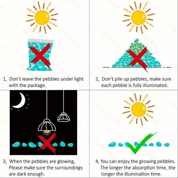 Planet Gates Blue 100pcs/bag Luminous Fluorescent Stones, Glow In The Dark Stones, DIY Outdoor Decoration For Aquarium, Yard, Bonsai, Pathway, Fish Tank And Flower Pot, Party And Festival Decorations