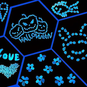 Planet Gates Blue 100pcs/bag Luminous Fluorescent Stones, Glow In The Dark Stones, DIY Outdoor Decoration For Aquarium, Yard, Bonsai, Pathway, Fish Tank And Flower Pot, Party And Festival Decorations