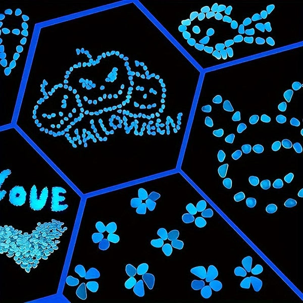 Planet Gates Blue 100pcs/bag Luminous Fluorescent Stones, Glow In The Dark Stones, DIY Outdoor Decoration For Aquarium, Yard, Bonsai, Pathway, Fish Tank And Flower Pot, Party And Festival Decorations