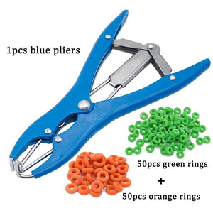 Planet Gates blue 100pcs rings Livestock Tail Removal Pigs Sheep Broken Tail Castration Plier and Particulate Rubber Rings Castration Device Veterinary Supplie