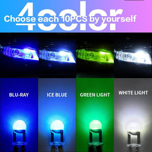Planet Gates Blue 10pcs W5w Led T10 Car Light Cob Glass 6000k White Auto Automobile License Plate Lamp Dome Light Reading Drl Lamp Style 12v