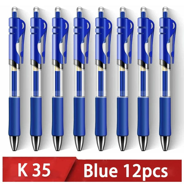 Planet Gates Blue 12pcs Retractable Gel Pen,Black, Red,Blue Ink Ballpoint for Writing,Office and School Supplies,Stationery,0.5mm Retractable,12 Pcs Box