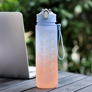 Planet Gates Blue 1pc, 750ml Motivational Water Bottle With Straw & Time Marker, Daily Water Intake Bottle With Carrying Strap For Fitness, Gym, School, Yoga, Hiking, And Also Suitable For Drinking Water At Ordinary Times