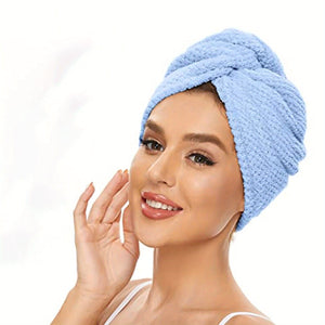 Planet Gates Blue 1pc Absorbent Household Hair Drying Towel For All Hairstyles, Quick-drying Hair Turban - Perfect For Mom Wife Girlfriend