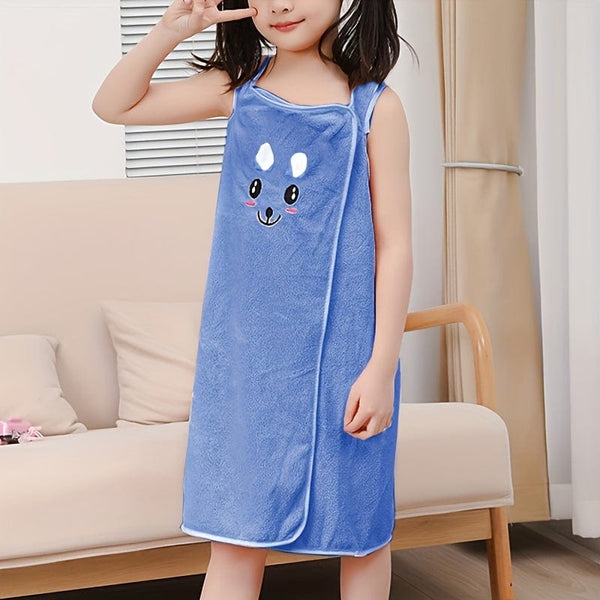 Planet Gates Blue 1pc Cartoon Microfiber Bath Skirt, Cute Bunny Ears Children's Bath Towel, Super Absorbent Soft And Quick-drying Shower Skirt, Bathroom Supplies