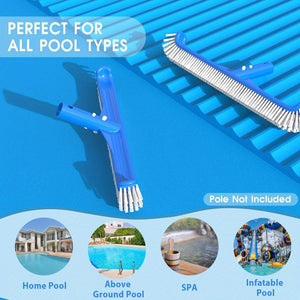 Planet Gates Blue 1pc, Pool Brushes For Cleaning Pool Walls Strong Pool Brush Head For Inground & Above Ground Pools 90 Degrees 44.45cm Pool Scrub Brush For Corners, Curves, Steps, Ladders, Professional Pool Cleaner