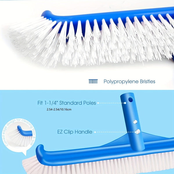 Planet Gates Blue 1pc, Pool Brushes For Cleaning Pool Walls Strong Pool Brush Head For Inground & Above Ground Pools 90 Degrees 44.45cm Pool Scrub Brush For Corners, Curves, Steps, Ladders, Professional Pool Cleaner