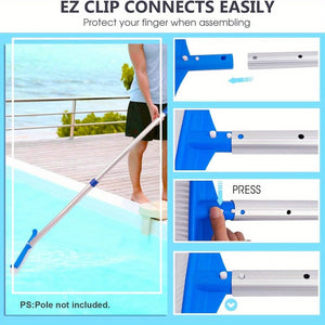 Planet Gates Blue 1pc, Pool Brushes For Cleaning Pool Walls Strong Pool Brush Head For Inground & Above Ground Pools 90 Degrees 44.45cm Pool Scrub Brush For Corners, Curves, Steps, Ladders, Professional Pool Cleaner