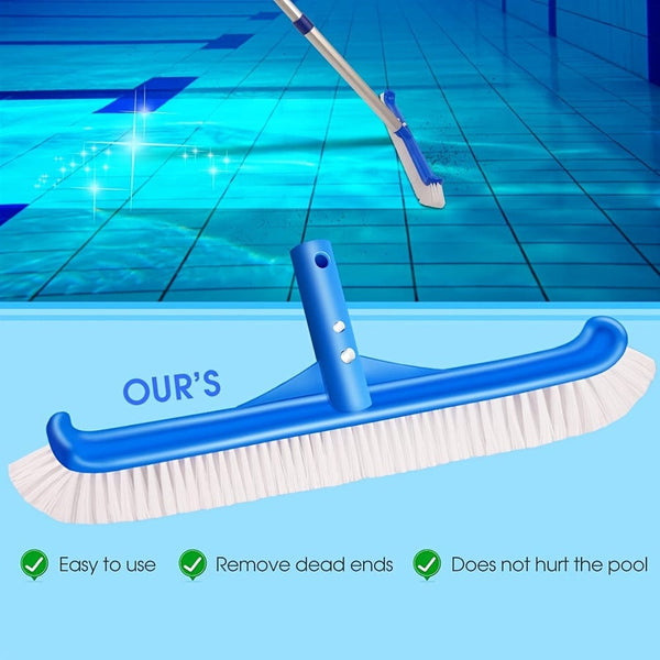 Planet Gates Blue 1pc, Pool Brushes For Cleaning Pool Walls Strong Pool Brush Head For Inground & Above Ground Pools 90 Degrees 44.45cm Pool Scrub Brush For Corners, Curves, Steps, Ladders, Professional Pool Cleaner