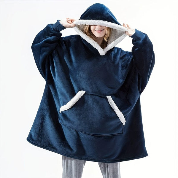 Planet Gates Blue 1pc, Super Soft, Warm And Comfortable Hoodie Wearable Blanket With Large Pockets - Perfect For Men And Women, Christmas Decoration, Christmas Party Supplies
