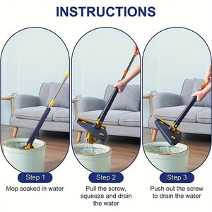 Planet Gates Blue 1pc, Triangle 360° Rotating Cleaning Mop, Long Handle Floor Mop, Hands-free Wash Squeeze Mop, Wet And Dry Dual-use Cleaning Mop, For Floor Wall Ceiling Corner Glass, Cleaning Supplies, Cleaning Tool