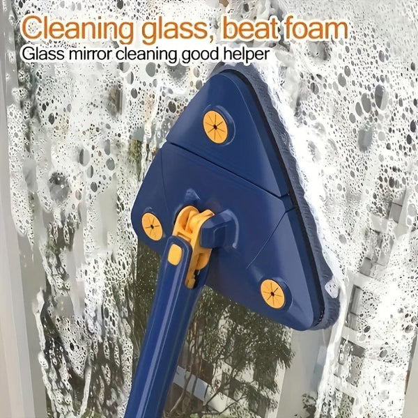 Planet Gates Blue 1pc, Triangle 360° Rotating Cleaning Mop, Long Handle Floor Mop, Hands-free Wash Squeeze Mop, Wet And Dry Dual-use Cleaning Mop, For Floor Wall Ceiling Corner Glass, Cleaning Supplies, Cleaning Tool