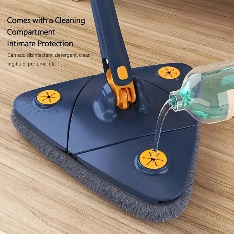 Planet Gates Blue 1pc, Triangle 360° Rotating Cleaning Mop, Long Handle Floor Mop, Hands-free Wash Squeeze Mop, Wet And Dry Dual-use Cleaning Mop, For Floor Wall Ceiling Corner Glass, Cleaning Supplies, Cleaning Tool