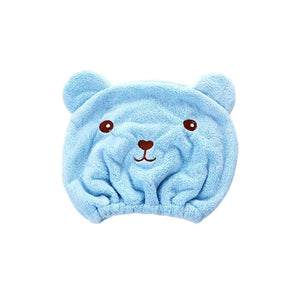 Planet Gates Blue 1ps Cartoon Bear Thicken Hair Drying Cap Super Absorbent Quick Drying Towel Shower Cap Korean Version Scrub Hair Bag Head Wrap