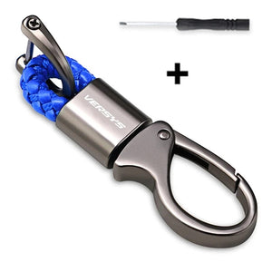 Planet Gates Blue 2023 Custom LOGO Motorcycle Braided Rope Keyring Metal Keychain For Kawasaki Versys 650 1000 X300 300X VERSYS1000SE 2018-2023