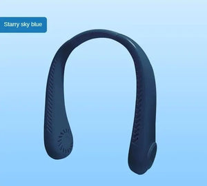 Planet Gates Blue 2024 1200mAh New Mini Neck Mounted Fan Portable Bladeless Neck Rechargeable Air Cooler 3 Speed Mini Summer Sports Fan Outdoor