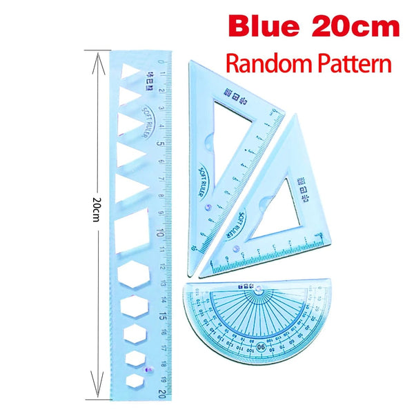 Planet Gates Blue 20cm / CHINA 4Pcs Soft Ruler Set Can Bend Ruler Creative Measure Tool Child Student Geometry Maths Drawing Stationery School Office Supplies