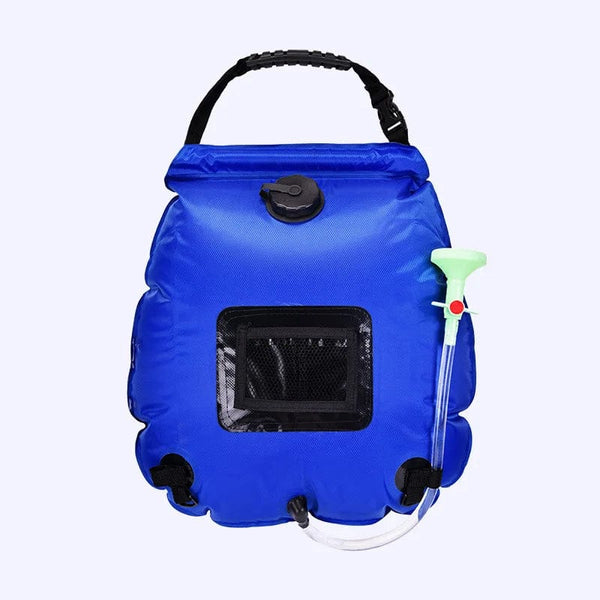 Planet Gates Blue 20L Outdoor Bathing Bag Solar Hiking Camping Shower Bag Portable Heating Bathing Water Storage Bag Hose Switchable Shower Head