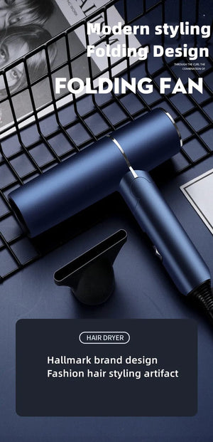 Planet Gates Blue-220V / EU Hot Selling Professional Hair Dryer Negative Ion High Power Blue Light Foldable Electric Hair Dryer Salon Hair Tools Home