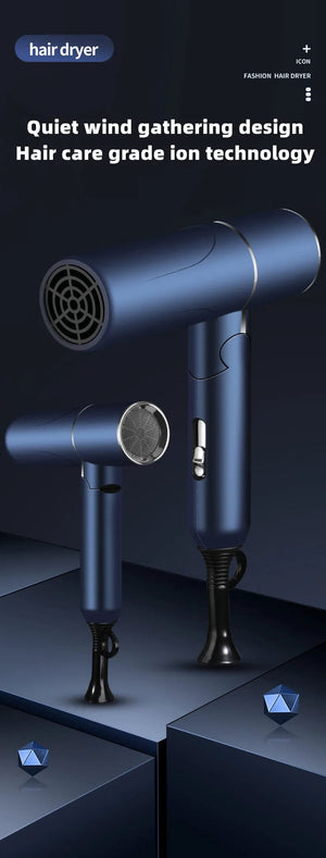 Planet Gates Blue-220V / EU Hot Selling Professional Hair Dryer Negative Ion High Power Blue Light Foldable Electric Hair Dryer Salon Hair Tools Home