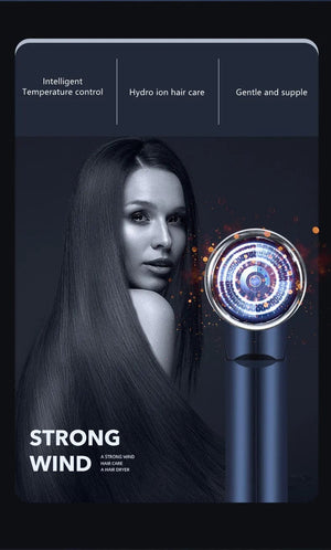 Planet Gates Blue-220V / EU Hot Selling Professional Hair Dryer Negative Ion High Power Blue Light Foldable Electric Hair Dryer Salon Hair Tools Home