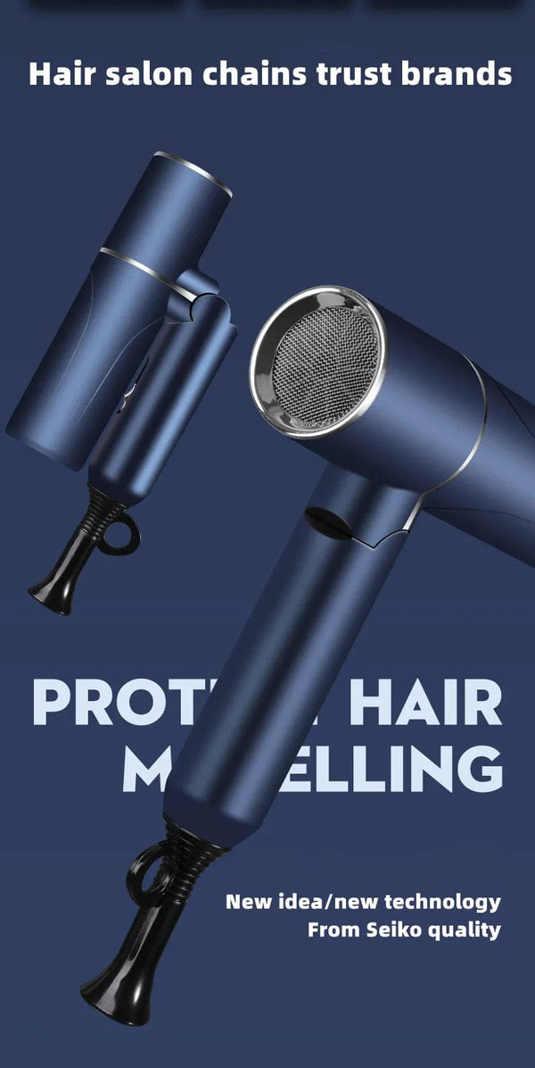 Planet Gates Blue-220V / EU Hot Selling Professional Hair Dryer Negative Ion High Power Blue Light Foldable Electric Hair Dryer Salon Hair Tools Home