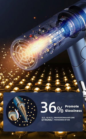 Planet Gates Blue-220V / EU Hot Selling Professional Hair Dryer Negative Ion High Power Blue Light Foldable Electric Hair Dryer Salon Hair Tools Home