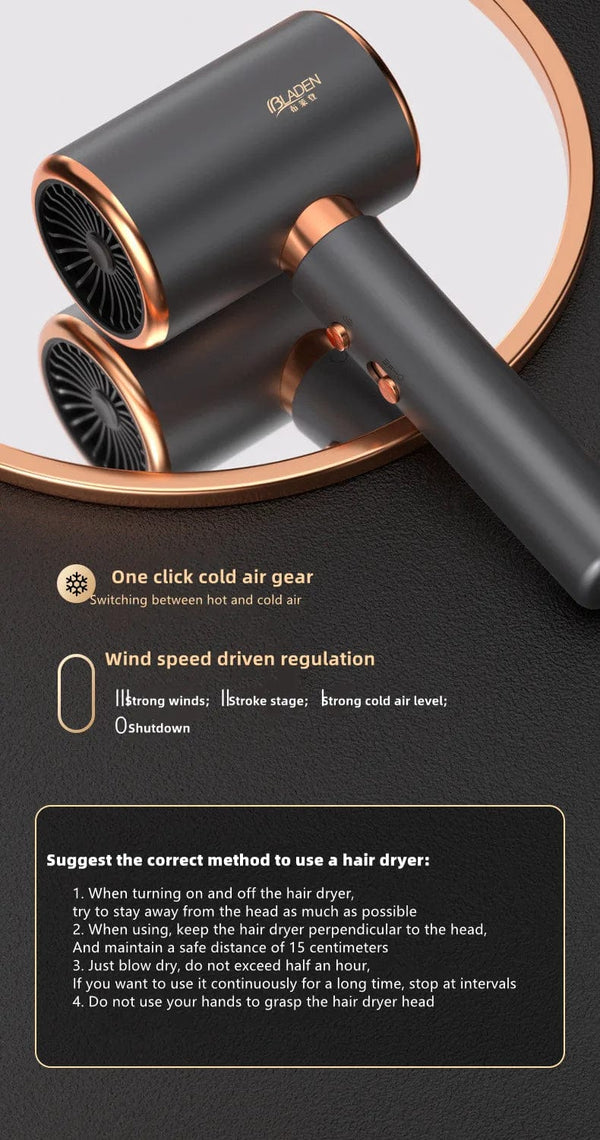 Planet Gates Blue-220V / EU Hot Selling Professional Hair Dryer Negative Ion High Power Blue Light Foldable Electric Hair Dryer Salon Hair Tools Home