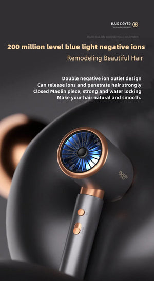 Planet Gates Blue-220V / EU Hot Selling Professional Hair Dryer Negative Ion High Power Blue Light Foldable Electric Hair Dryer Salon Hair Tools Home