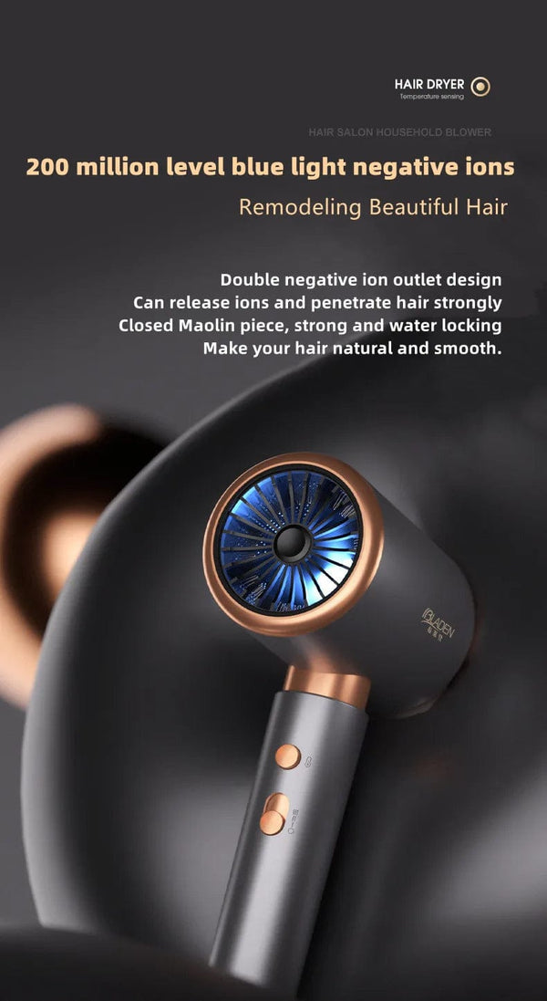 Planet Gates Blue-220V / EU Hot Selling Professional Hair Dryer Negative Ion High Power Blue Light Foldable Electric Hair Dryer Salon Hair Tools Home