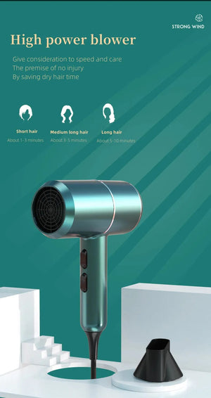 Planet Gates Blue-220V / EU Hot Selling Professional Hair Dryer Negative Ion High Power Blue Light Foldable Electric Hair Dryer Salon Hair Tools Home