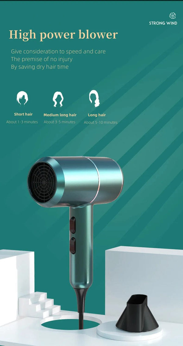 Planet Gates Blue-220V / EU Hot Selling Professional Hair Dryer Negative Ion High Power Blue Light Foldable Electric Hair Dryer Salon Hair Tools Home