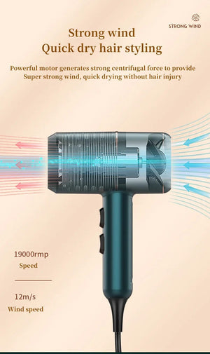 Planet Gates Blue-220V / EU Hot Selling Professional Hair Dryer Negative Ion High Power Blue Light Foldable Electric Hair Dryer Salon Hair Tools Home