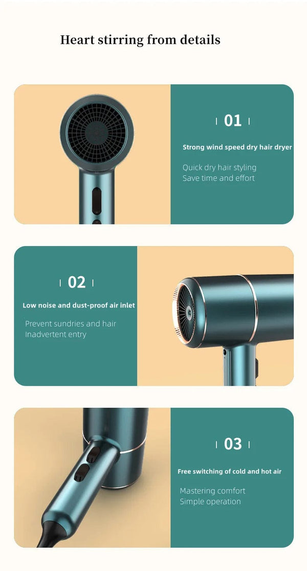 Planet Gates Blue-220V / EU Hot Selling Professional Hair Dryer Negative Ion High Power Blue Light Foldable Electric Hair Dryer Salon Hair Tools Home