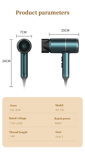 Planet Gates Blue-220V / EU Hot Selling Professional Hair Dryer Negative Ion High Power Blue Light Foldable Electric Hair Dryer Salon Hair Tools Home