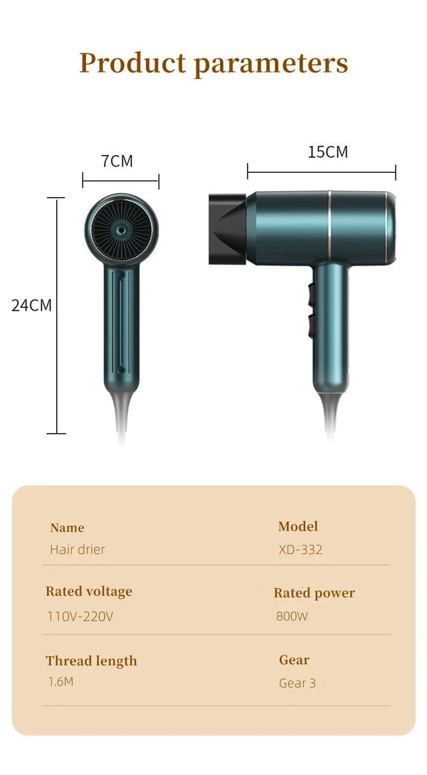 Planet Gates Blue-220V / EU Hot Selling Professional Hair Dryer Negative Ion High Power Blue Light Foldable Electric Hair Dryer Salon Hair Tools Home