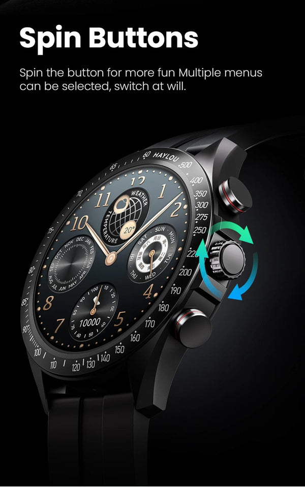 Planet Gates Blue-22MM Black / CHINA HAYLOU Solar Pro Smart Watch 1.43"AMOLED Display Bluetooth Phone Call & Voice Assistant Mulitary-grade Toughness Watch