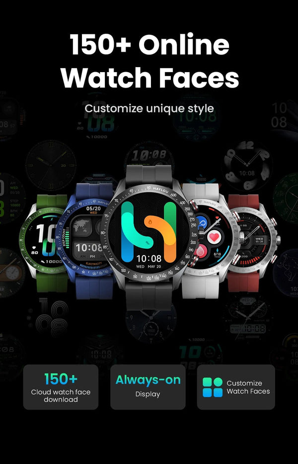 Planet Gates Blue-22MM Black / CHINA HAYLOU Solar Pro Smart Watch 1.43"AMOLED Display Bluetooth Phone Call & Voice Assistant Mulitary-grade Toughness Watch