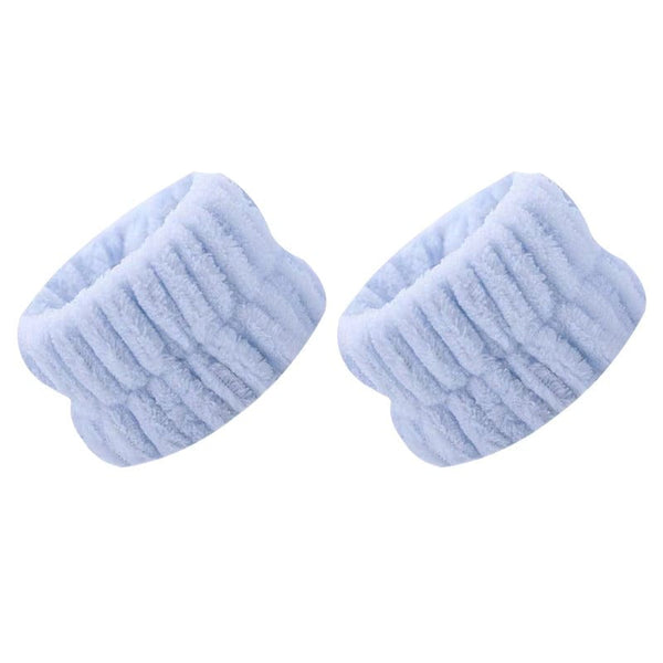 Planet Gates Blue 2pcs Solid Color Face Wash Wristbands, Wrist Cleaning Strap, Soft Ultrafine Fiber Towel Bracelet For Facial Cleaning, Absorbent Wristbands To Avoid Dampness, Bathroom Accessories