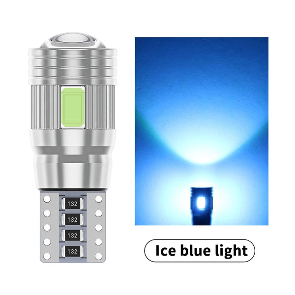 Planet Gates Blue 2pcs T10 W5W LED Bulb Canbus No error 12V 6000K 5630 6SMD Auto Claerance Wedge Side Reverse Lamps Turn Singal Light White Amber