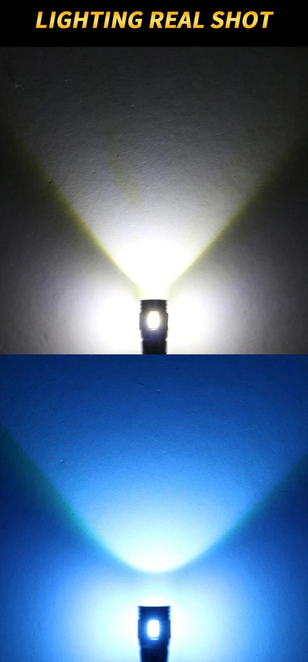 Planet Gates Blue 2pcs T10 W5W LED Bulb Canbus No error 12V 6000K 5630 6SMD Auto Claerance Wedge Side Reverse Lamps Turn Singal Light White Amber