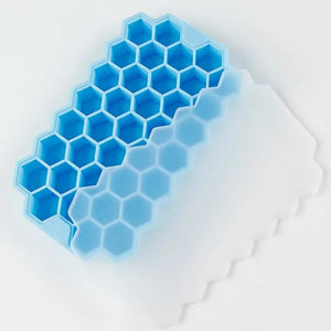 Planet Gates Blue 37 Cavity Honeycomb Ice Cube Trays Reusable Silicone Ice Cube Mold BPA Free Ice Maker with Removable Lids