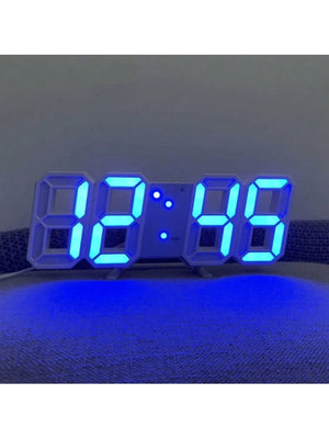 Planet Gates Blue 3D LED Digital Clock Luminous Fashion Wall Clock Multifunctional Creative USB Plug In Electronic Clock Home Decoration