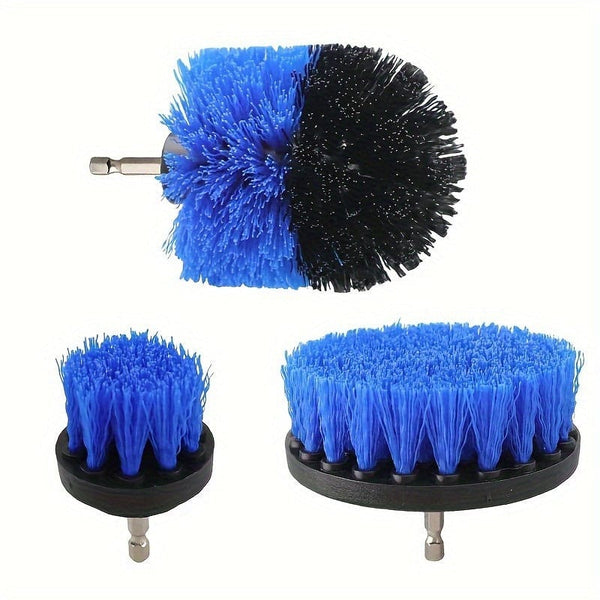 Planet Gates Blue 3pcs Electric Drill-Brush Kit Power Scrubber Brush For Carpet Bathroom Surface Tub Furniture Shower Tile Tires Cleaning Tool