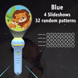 Planet Gates Blue 4 Slideshow Flashlight Projector Torch Lamp Toy Early Education Cognition Before Bedtime Story Book Puzzle Toys Sleeping Story Book