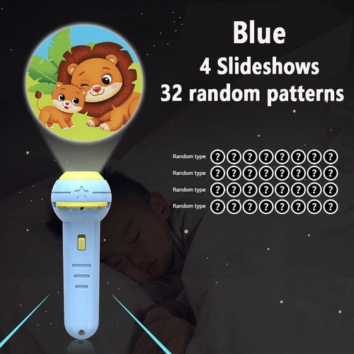 Planet Gates Blue 4 Slideshow Flashlight Projector Torch Lamp Toy Early Education Cognition Before Bedtime Story Book Puzzle Toys Sleeping Story Book