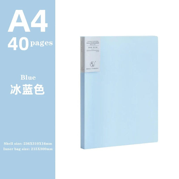Planet Gates blue 40 pages JIANWU A4 Morandi File Bag 100 Pages Data Book Large Capacity File Folder Portfolio Office Stationery