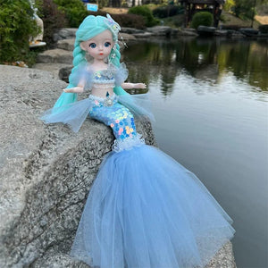 Planet Gates blue 45cm/17.72inch Mermaid Doll Girl Toy Blue Eyed Children's Princess Doll Wedding Dress Doll,Christmas/Halloween/Thanksgiving Gift