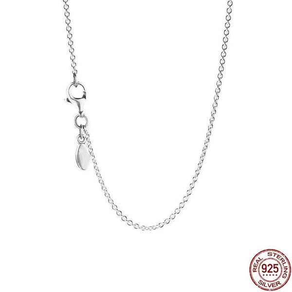 Planet Gates Blue / 45cm Classic 925 sterling silver shiny round hearts square pendant necklace fit original Pandora pendant DIY couple jewelry gifts